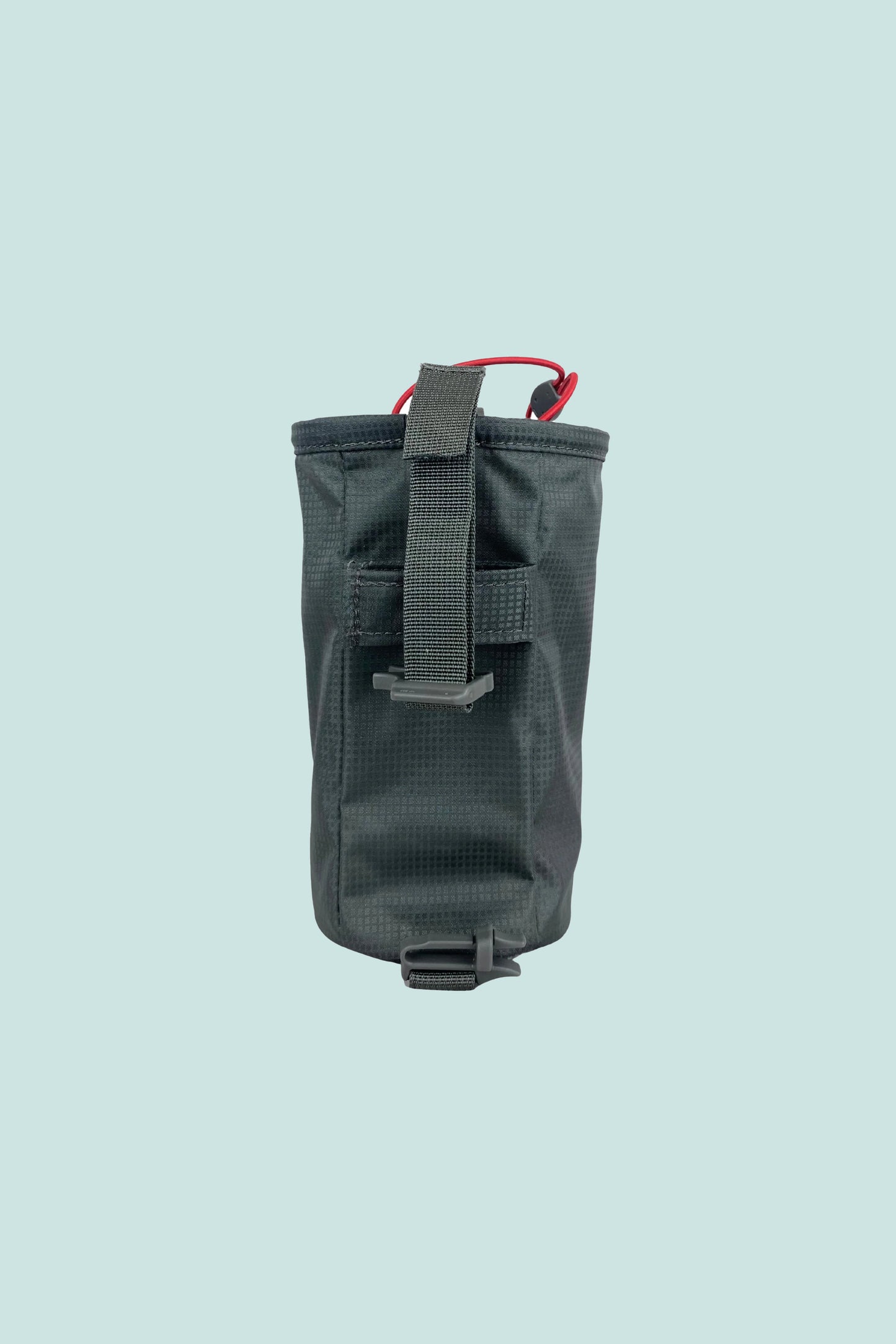 Aarn Water Bottle Holder in grey with adjustable strap for universal backpack fit.