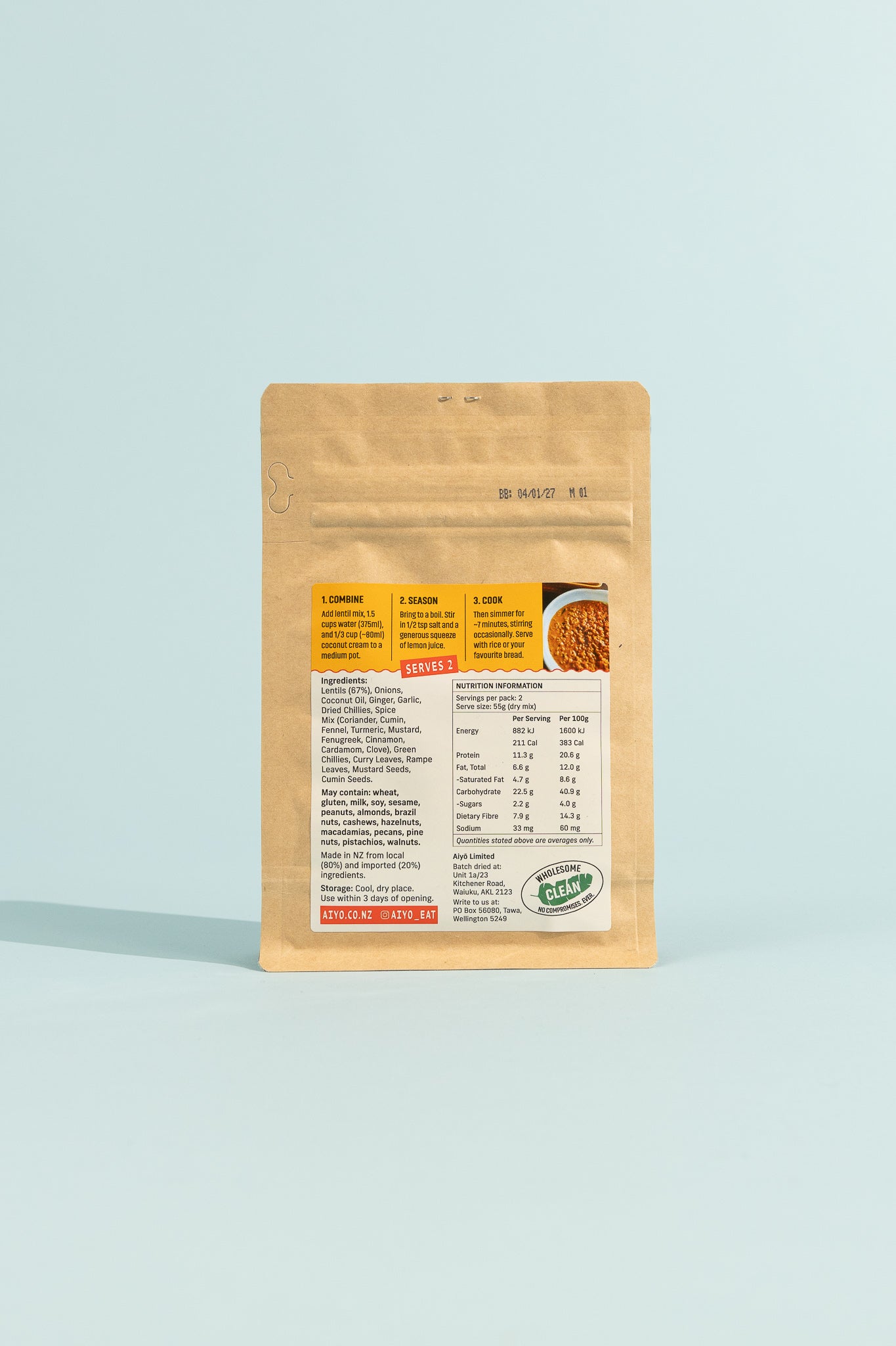 Aiyō Sri Lankan Lentil Curry Medium, 2 Serve, view 2.