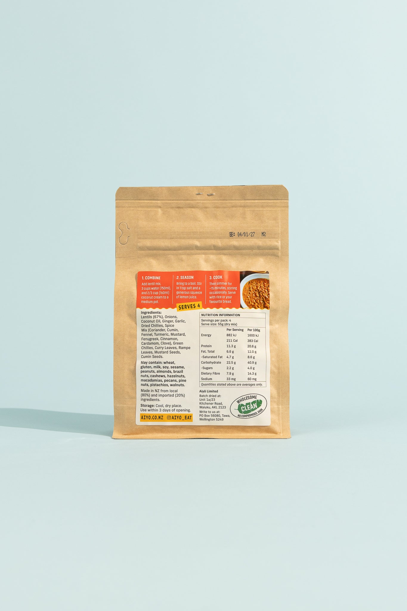 Aiyō Sri Lankan Lentil Curry Medium, 4 Serve, view 2.