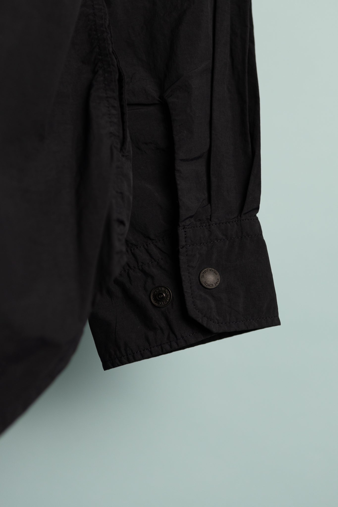 Snow Peak Garment Dyed Convertible Shirt in Black, view 3.