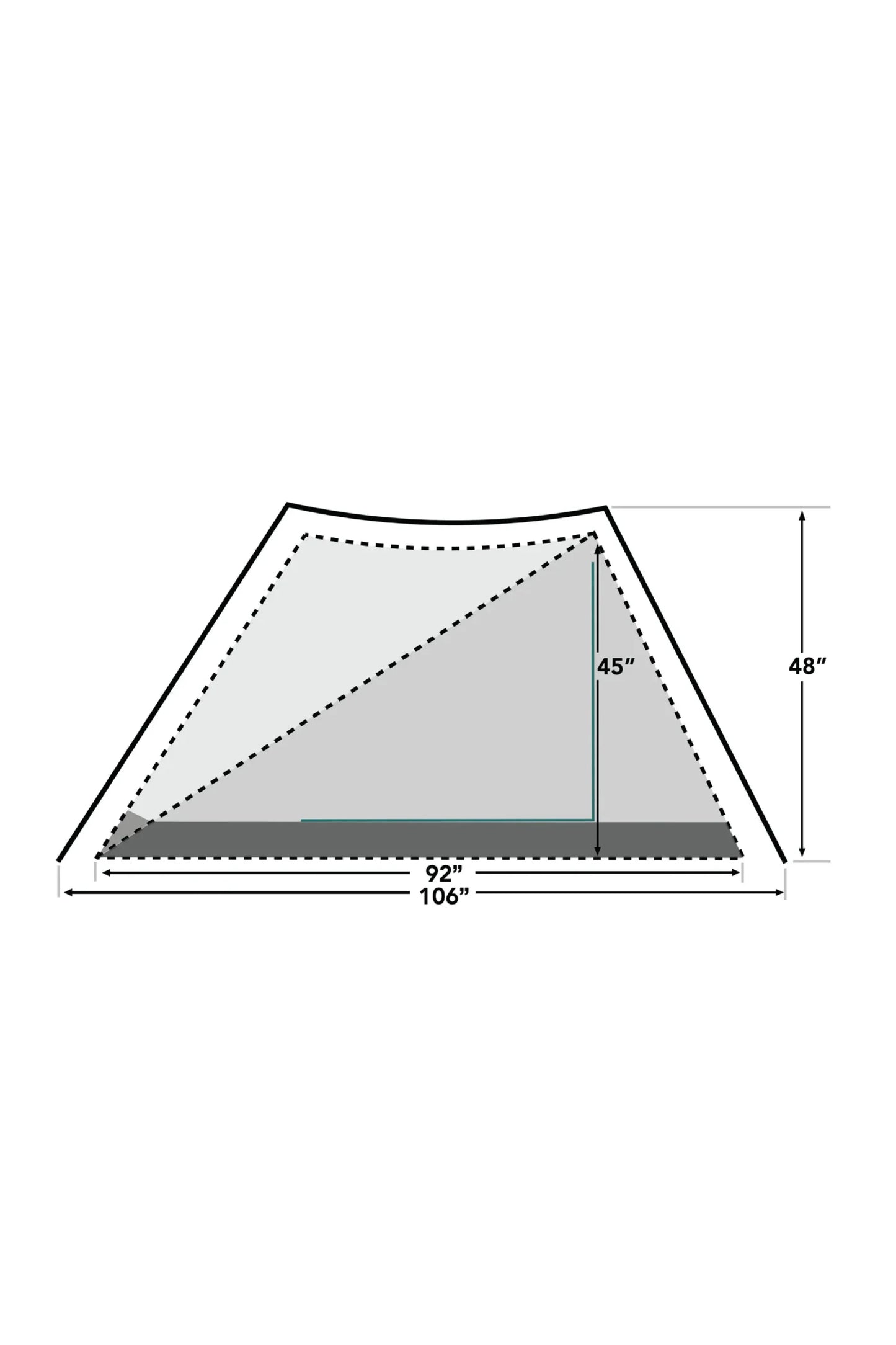 Durston X-Mid 2 Tent dimensions diagram showing height and width.