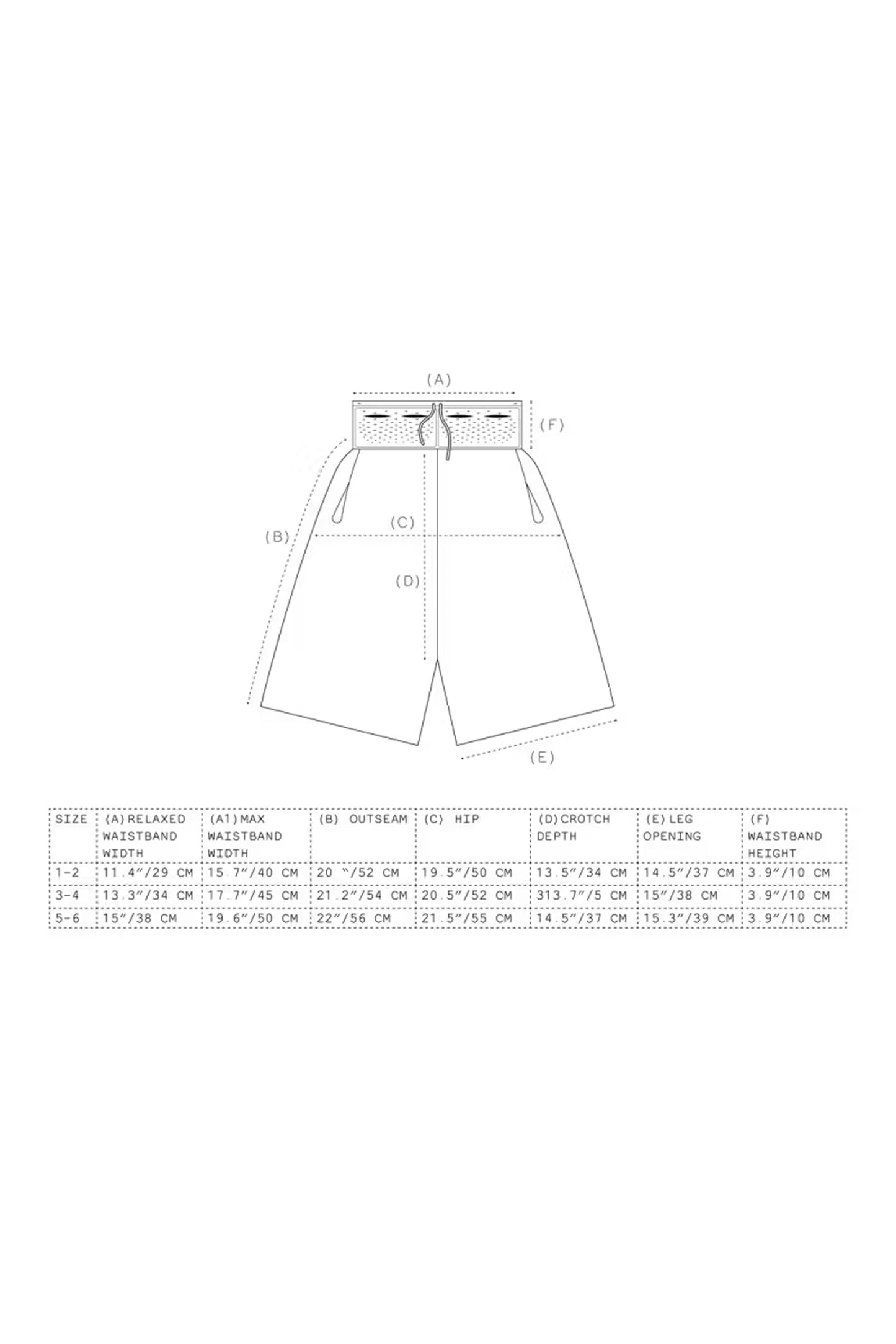 Gnuhr Warp Short Long size chart with measurements and details for a perfect fit.