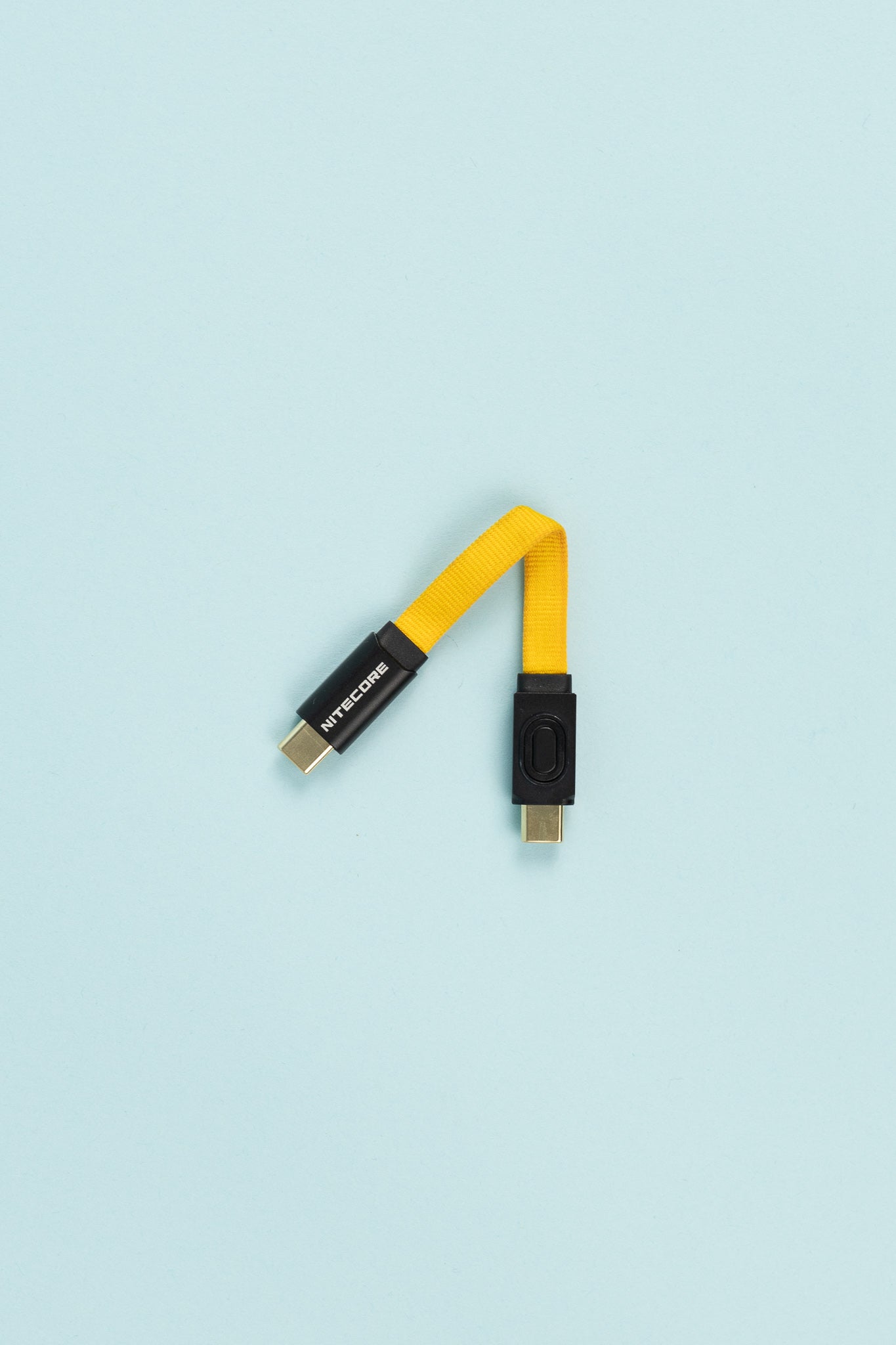 Nitecore NLink10 USB-C Fast Charging Cable in yellow, designed for tidy storage and quick charging.