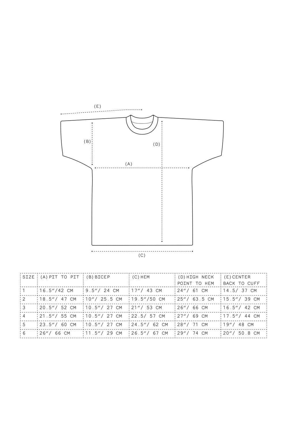 Tubular Tee size guide