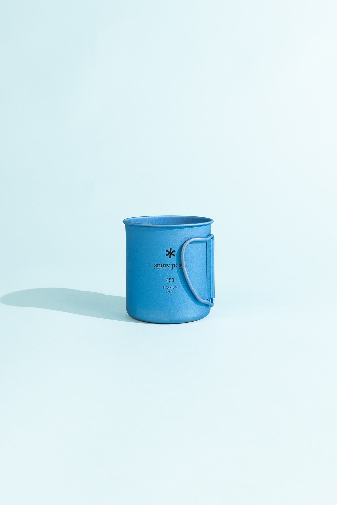 Snow Peak Titanium Single Wall Cup 450 in Blue, view 3.