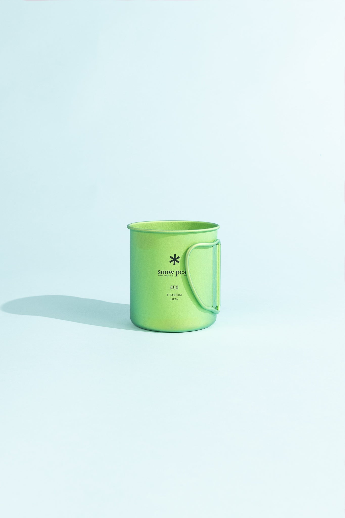 Snow Peak Titanium Single Wall Cup 450 in Green, view 3.