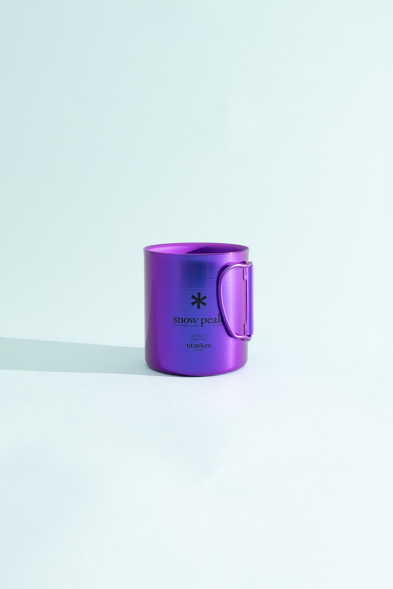 Snow Peak Titanium Double Wall Cup 450 in Purple, view 2.
