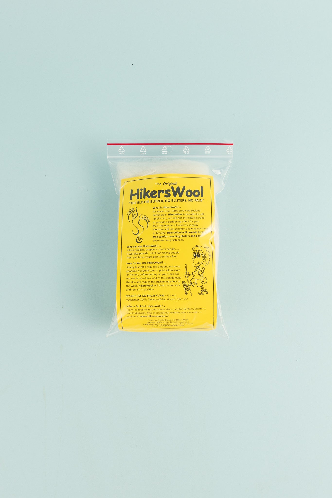 Midi Pack blister prevention with HikersWool in a resealable bag for outdoor comfort.