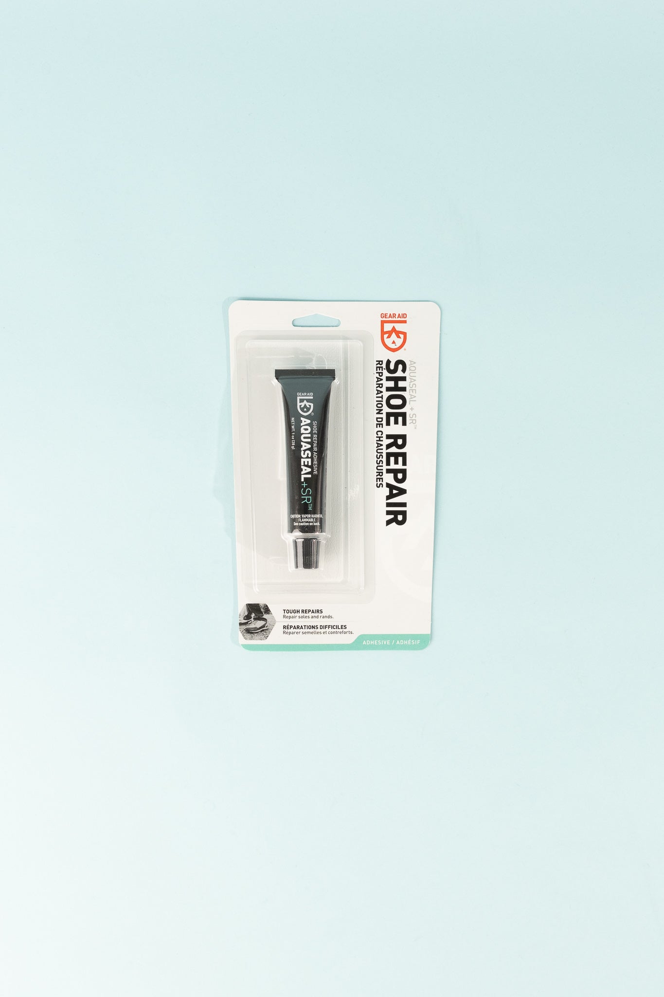 Aquaseal Shoe Repair Glue in packaging, waterproof adhesive for durable shoe repairs.