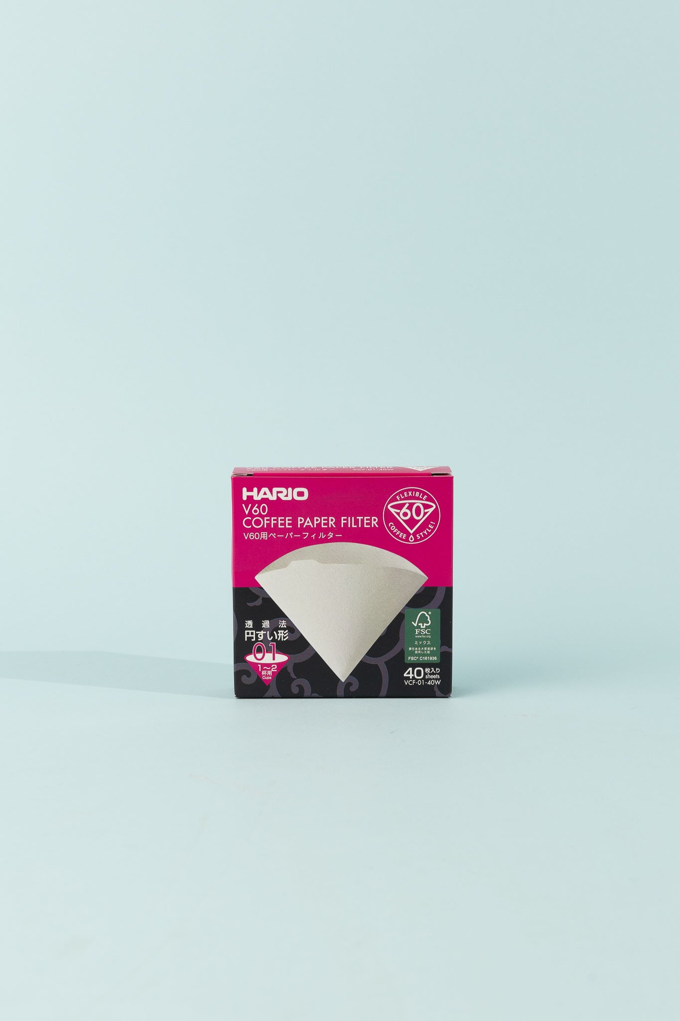 V60 filter papers pack for Munieq tetra drips, 40 count, perfect for outdoor coffee brewing.