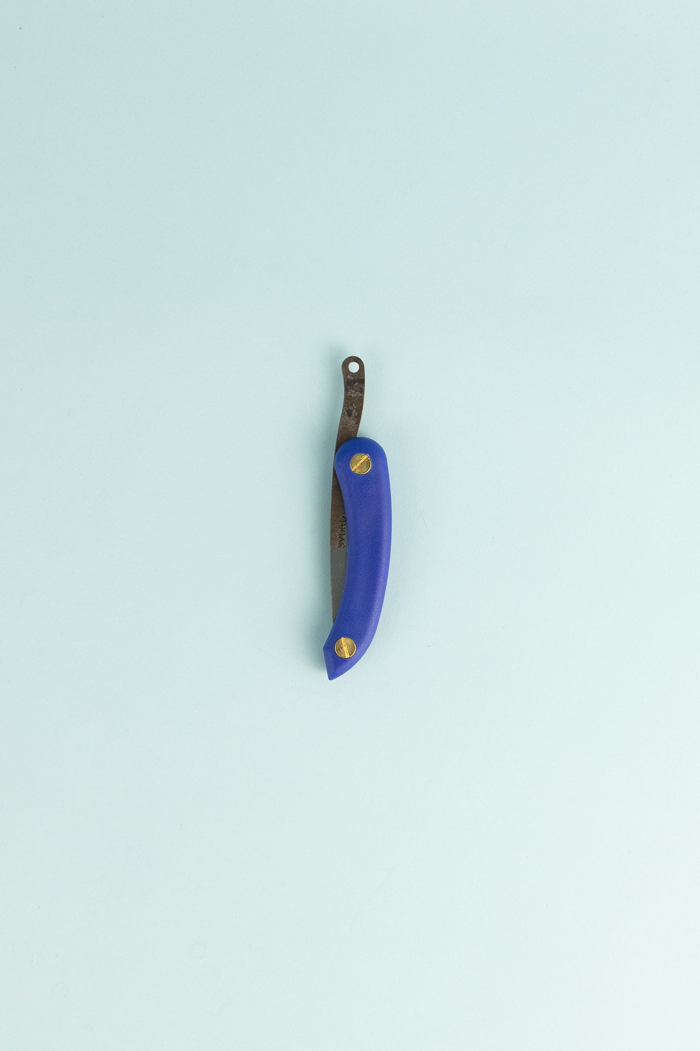 Peasant Knife Mini - Titanic Blue, handcrafted with a blue handle and high grade carbon blade steel.