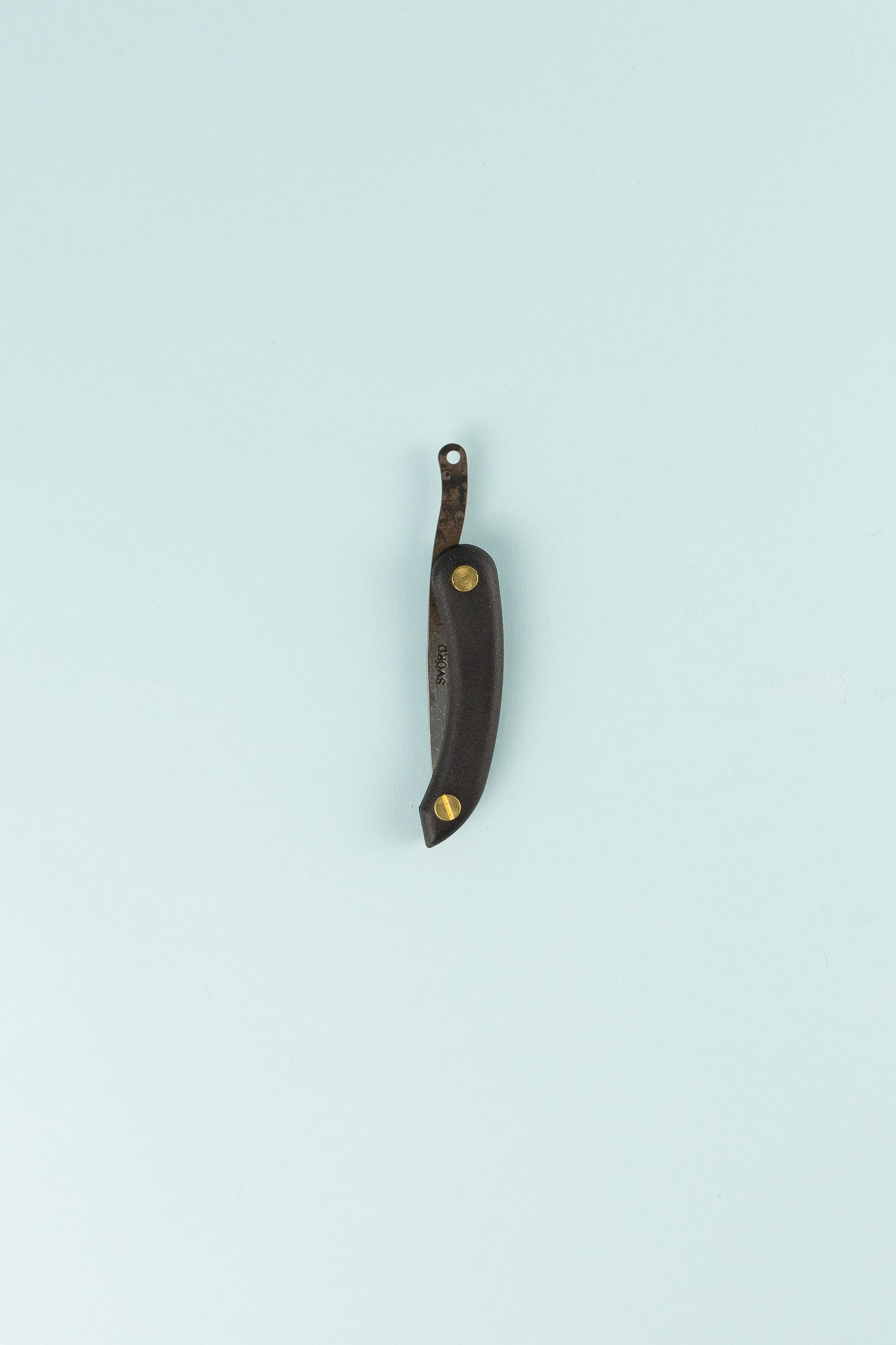 Peasant Knife Mini - Black, handcrafted knife with carbon blade steel and functional materials in handle.