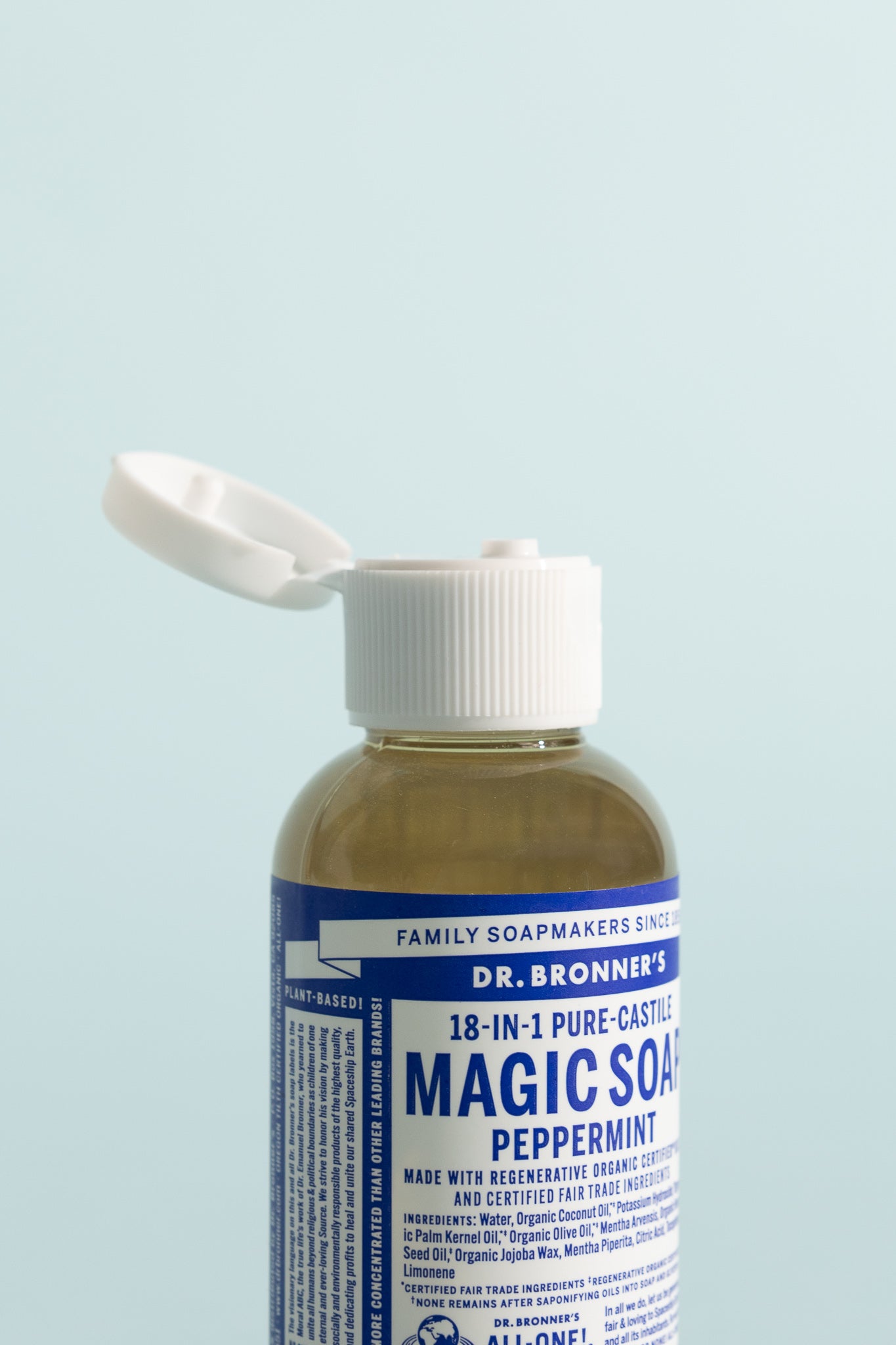 Dr Bronner's Peppermint Pure-Castile Liquid Soap - 59ml, view 2.