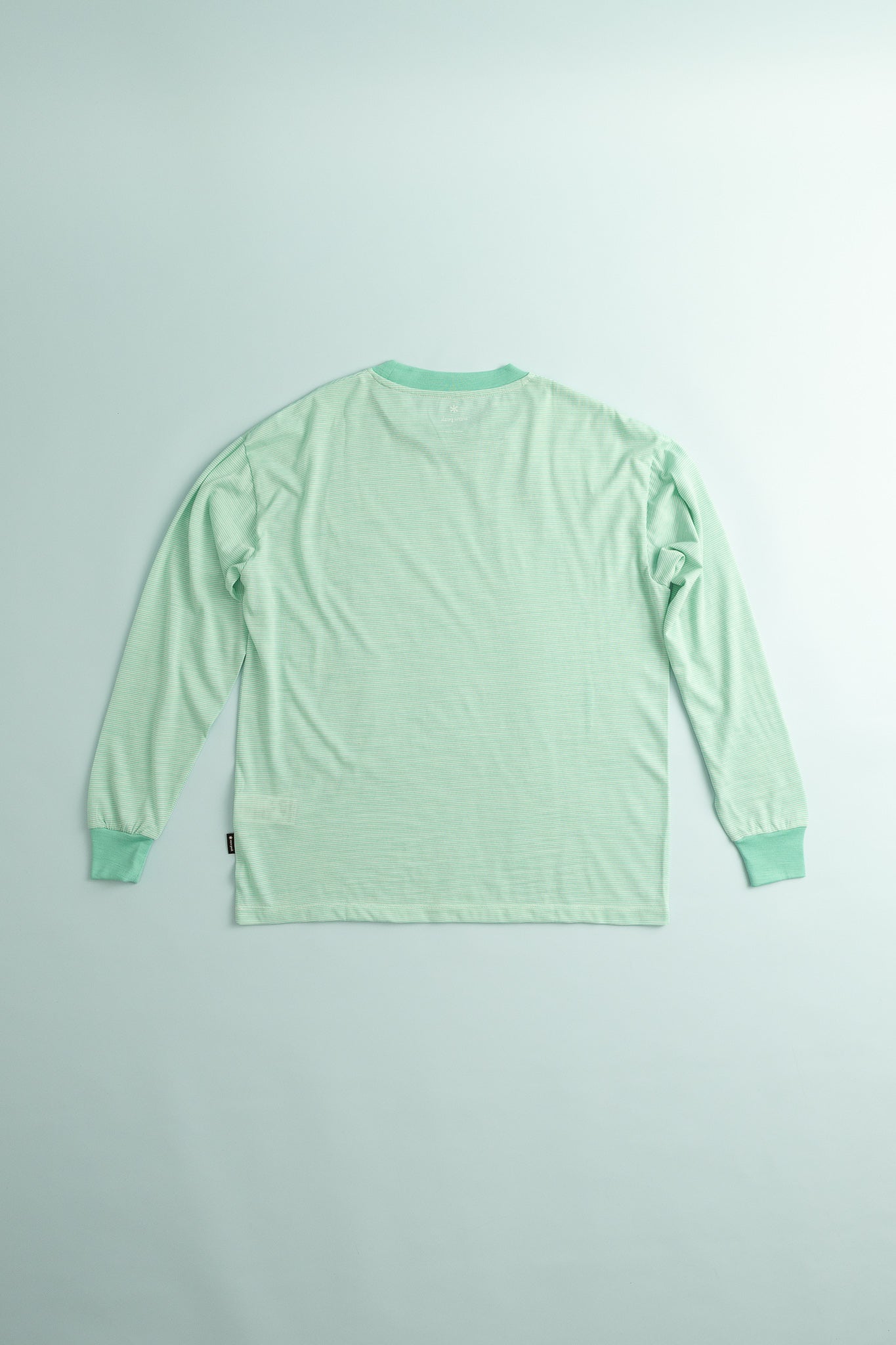 Snow Peak Wool Stripe L/S T-Shirt in Light Green, view 3.
