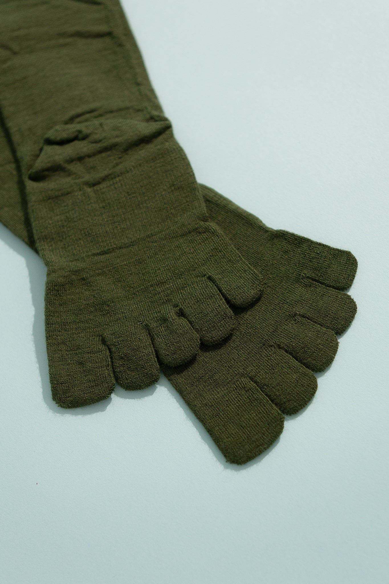 Injinji Wool Liner Toe Socks in Forest, view 3.