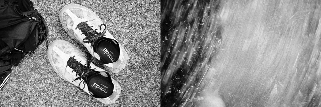 Norda Run shoes displayed on a surface, showcasing their design and functionality for runners.