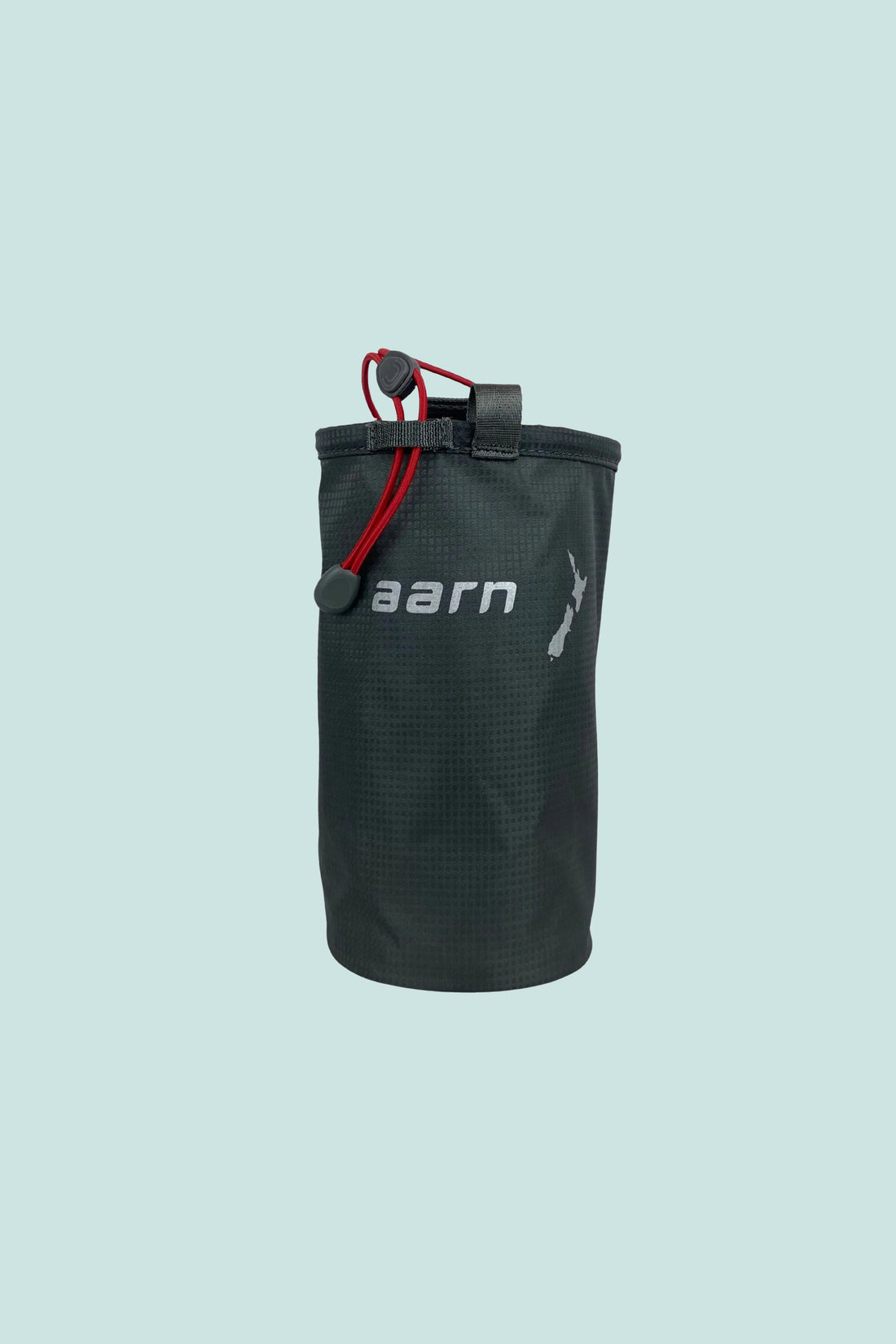 Aarn Water Bottle Holder in grey color, ideal for attaching to backpacks, perfect for sports bottles.