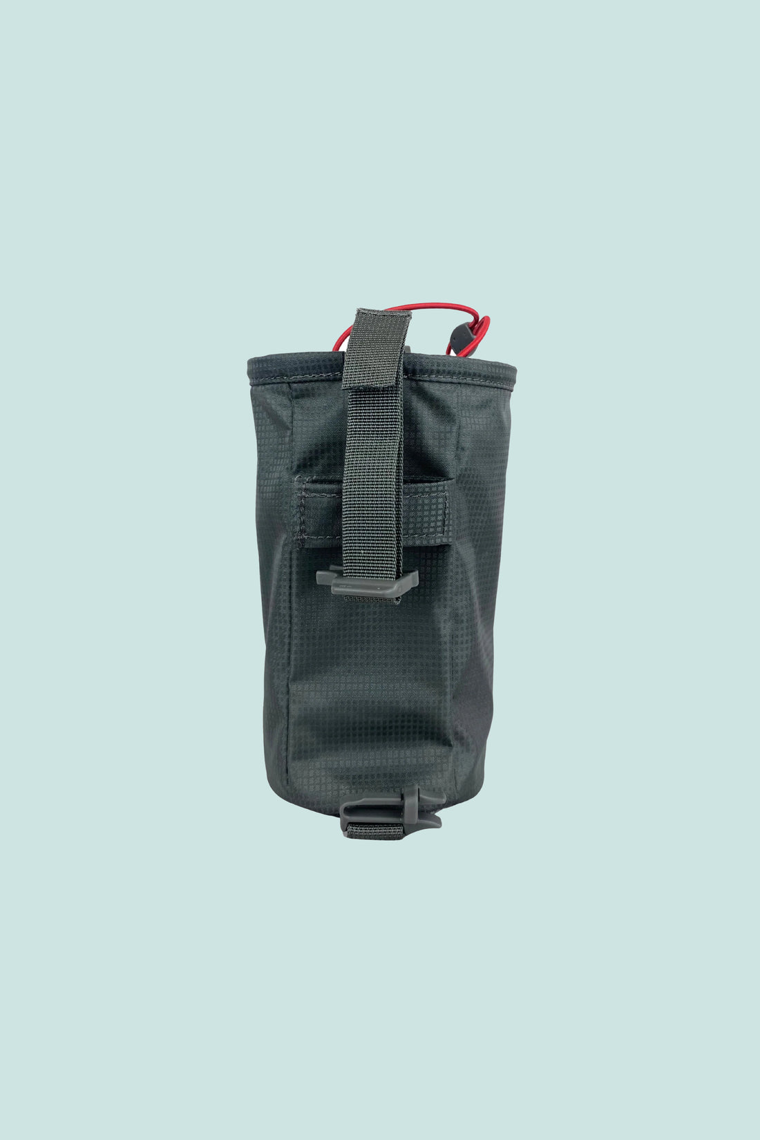 Aarn Water Bottle Holder in grey with adjustable strap for universal backpack fit.
