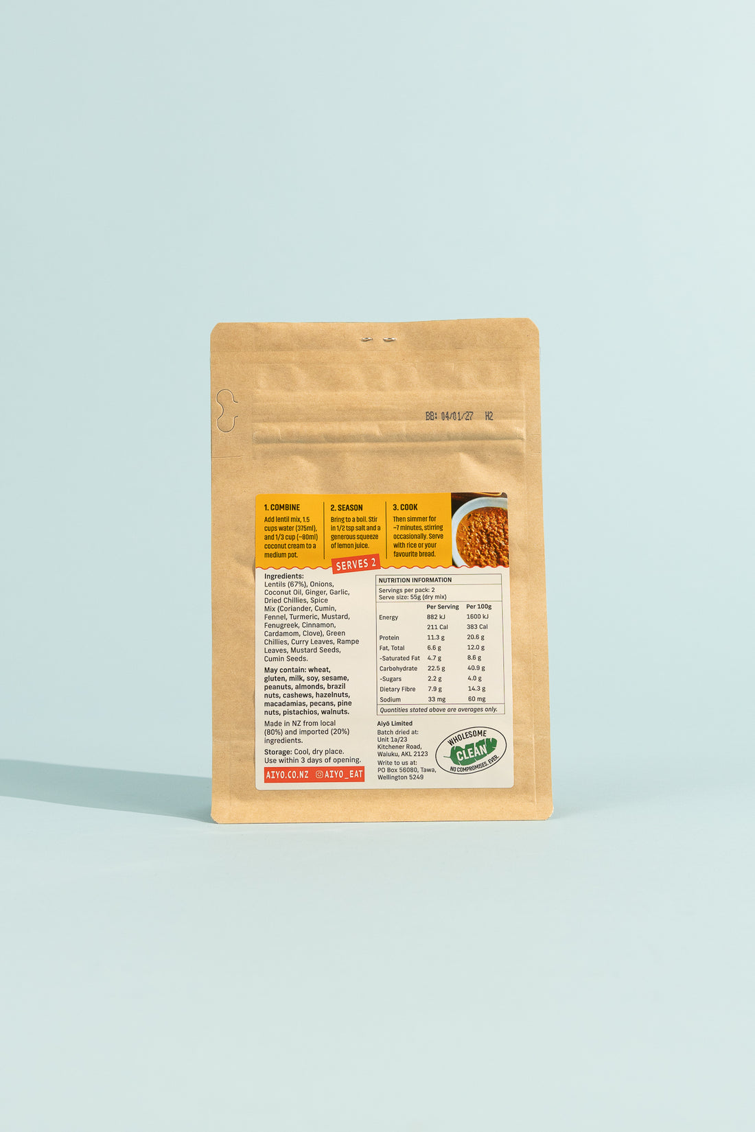 Aiyō Sri Lankan Lentil Curry Hot, 2 Serve, view 3.