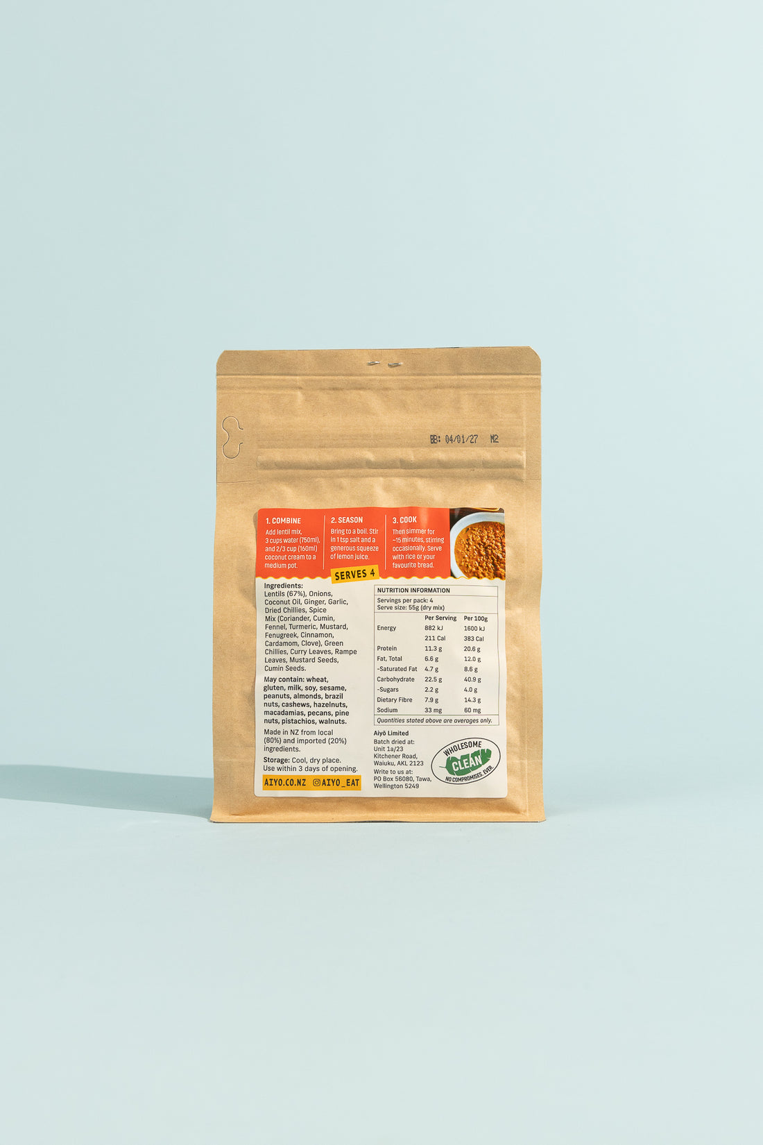 Aiyō Sri Lankan Lentil Curry Medium, 4 Serve, view 2.
