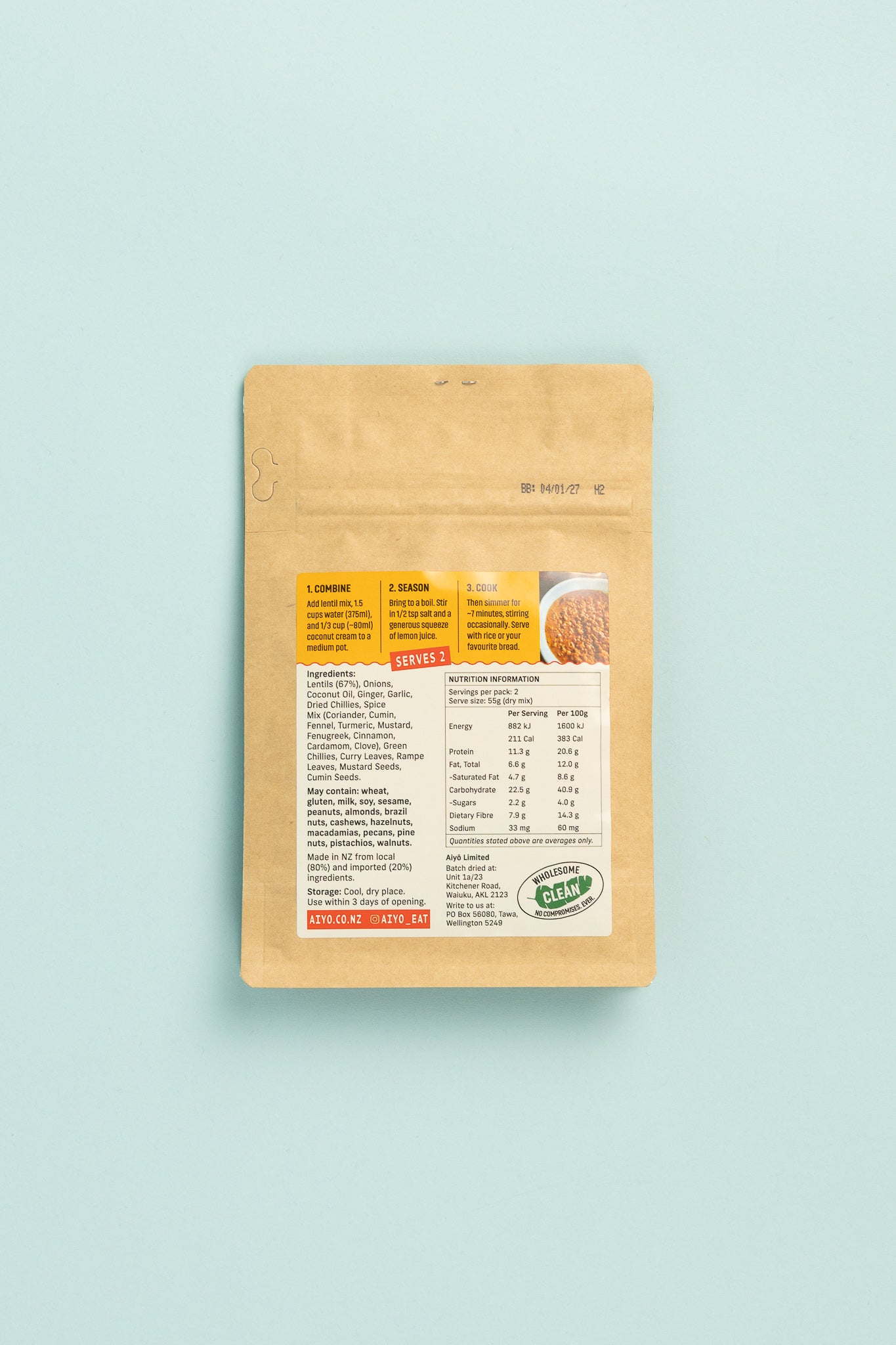 Aiyō Sri Lankan Lentil Curry Hot - 2 Serve