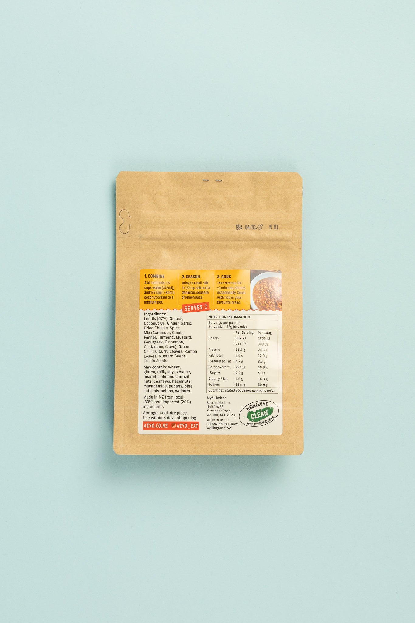 Aiyō Sri Lankan Lentil Curry Medium - 2 Serve