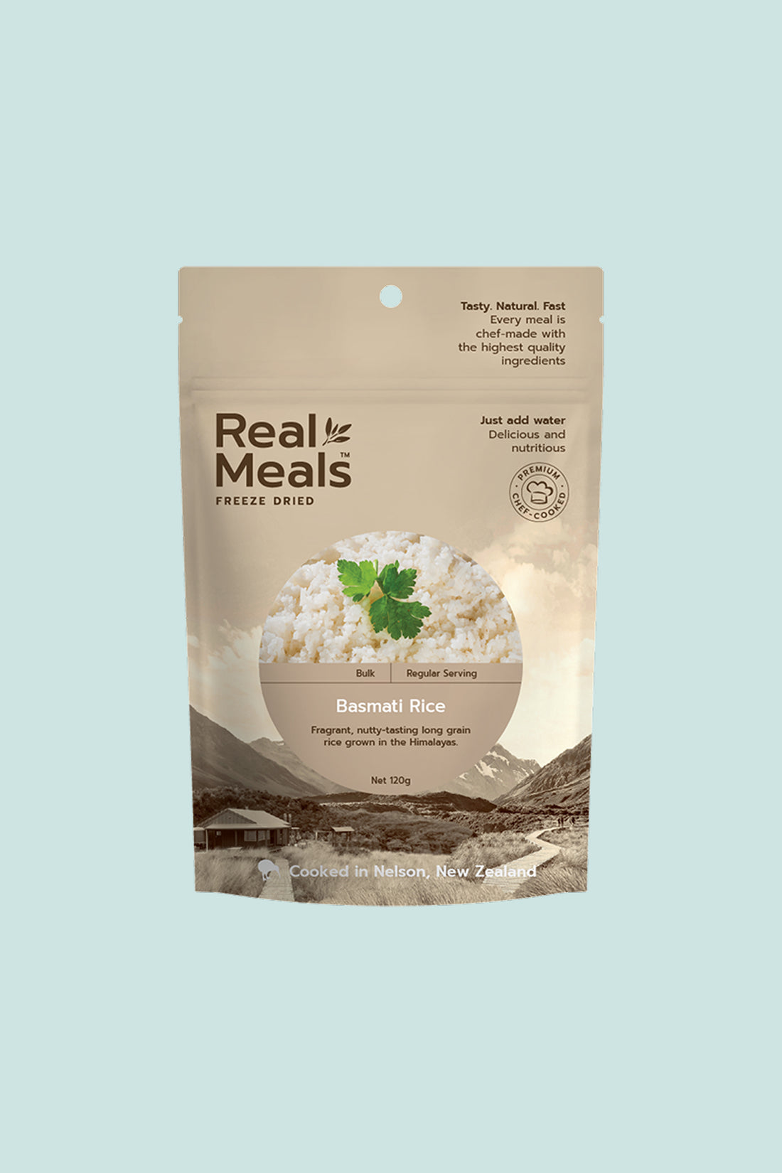 Basmati Rice Bulk package featuring fragrant long-grain rice from the Himalayas, ideal for quick meal preparation.