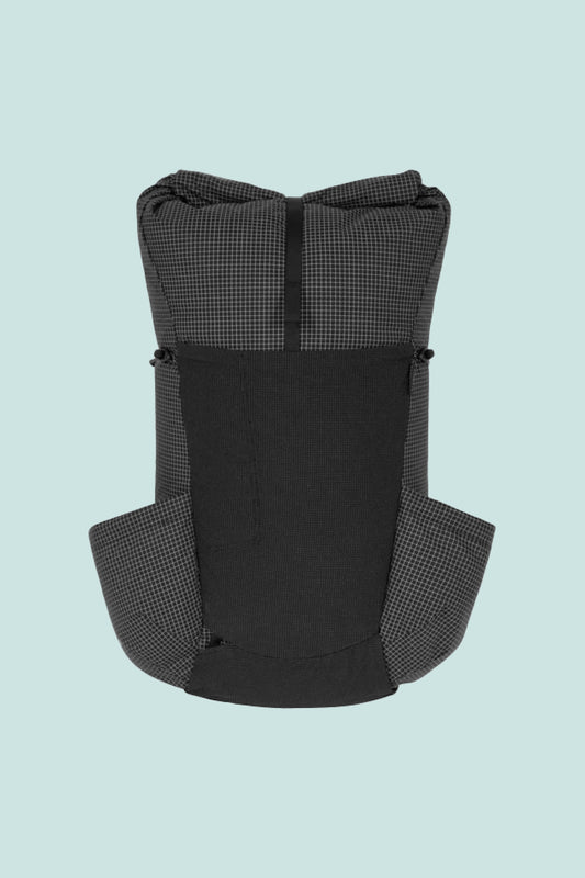Pa'lante V2 with Joey Straps - Black Gridstop/Black Mesh rear view showing lightweight design for hiking and outdoor activities.
