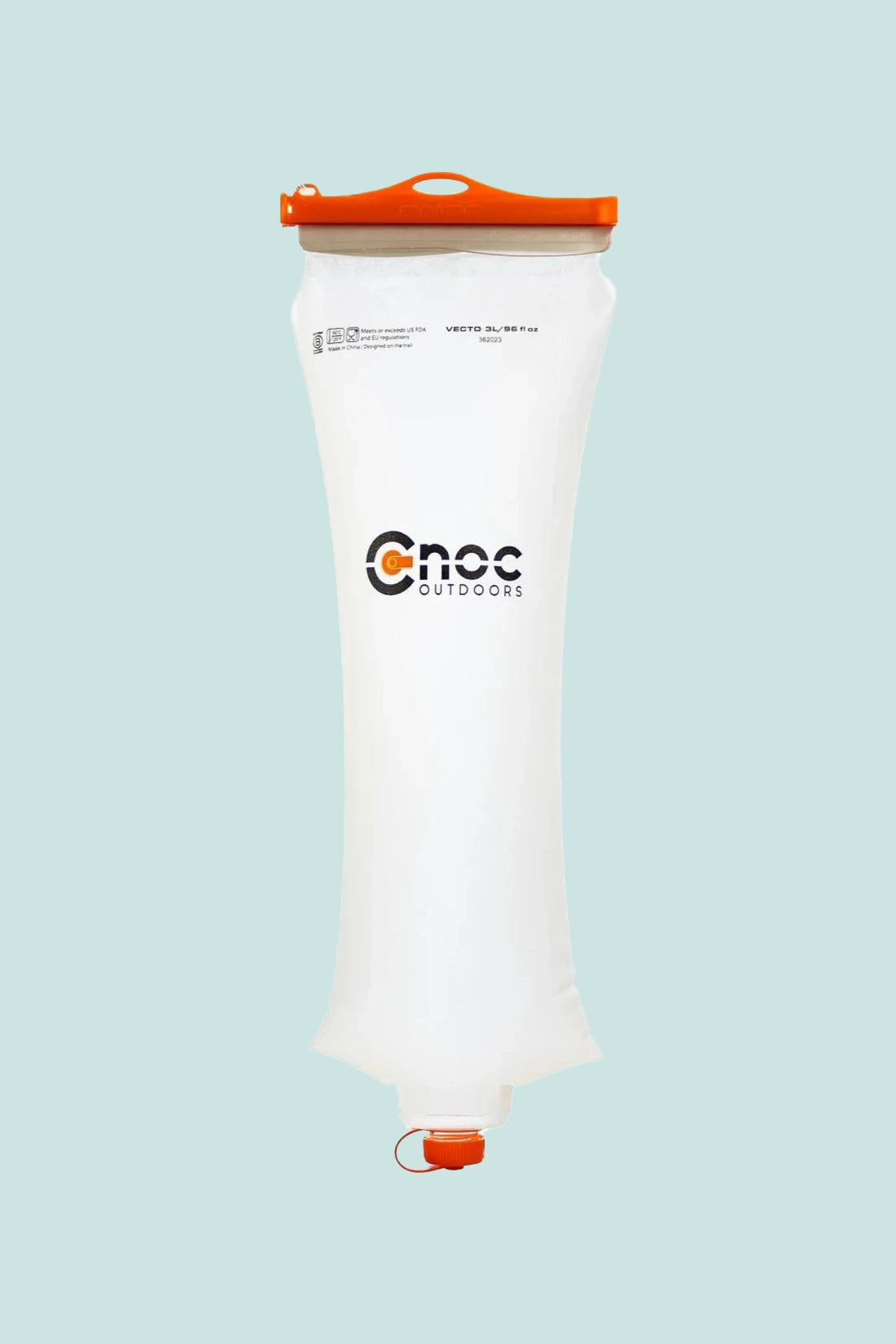 CNOC Vecto 3L Water Bladder 28mm Thread with dual opening system and orange cap.