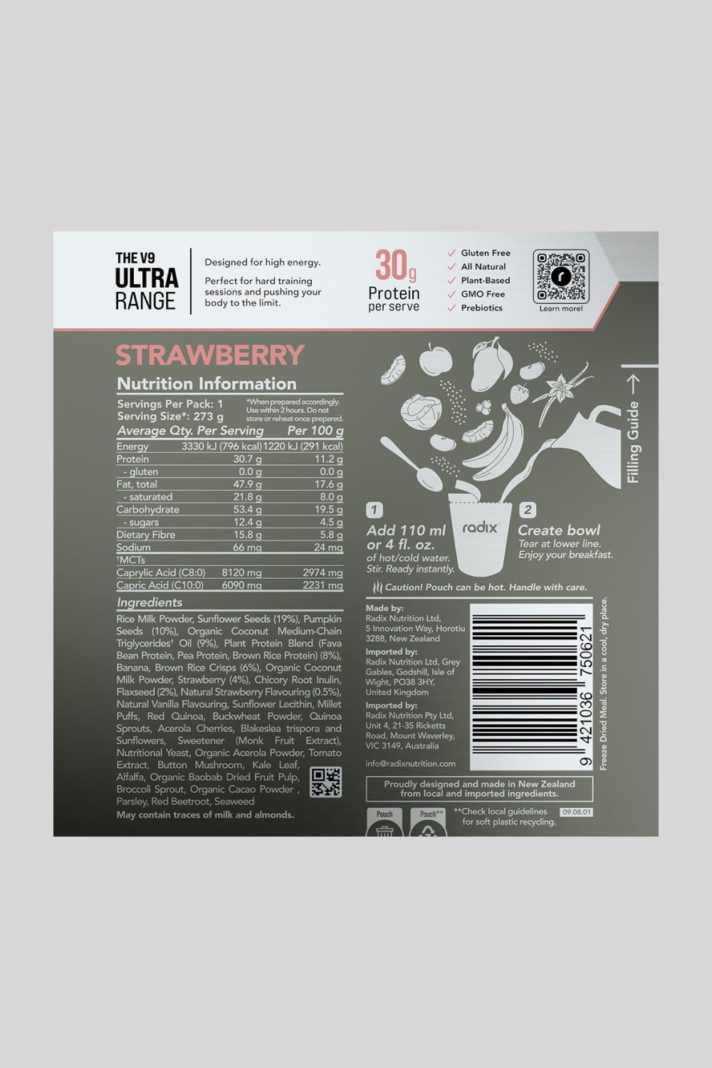 Radix Ultra Breakfasts Strawberry - 800 kcal | Coffee Outdoors