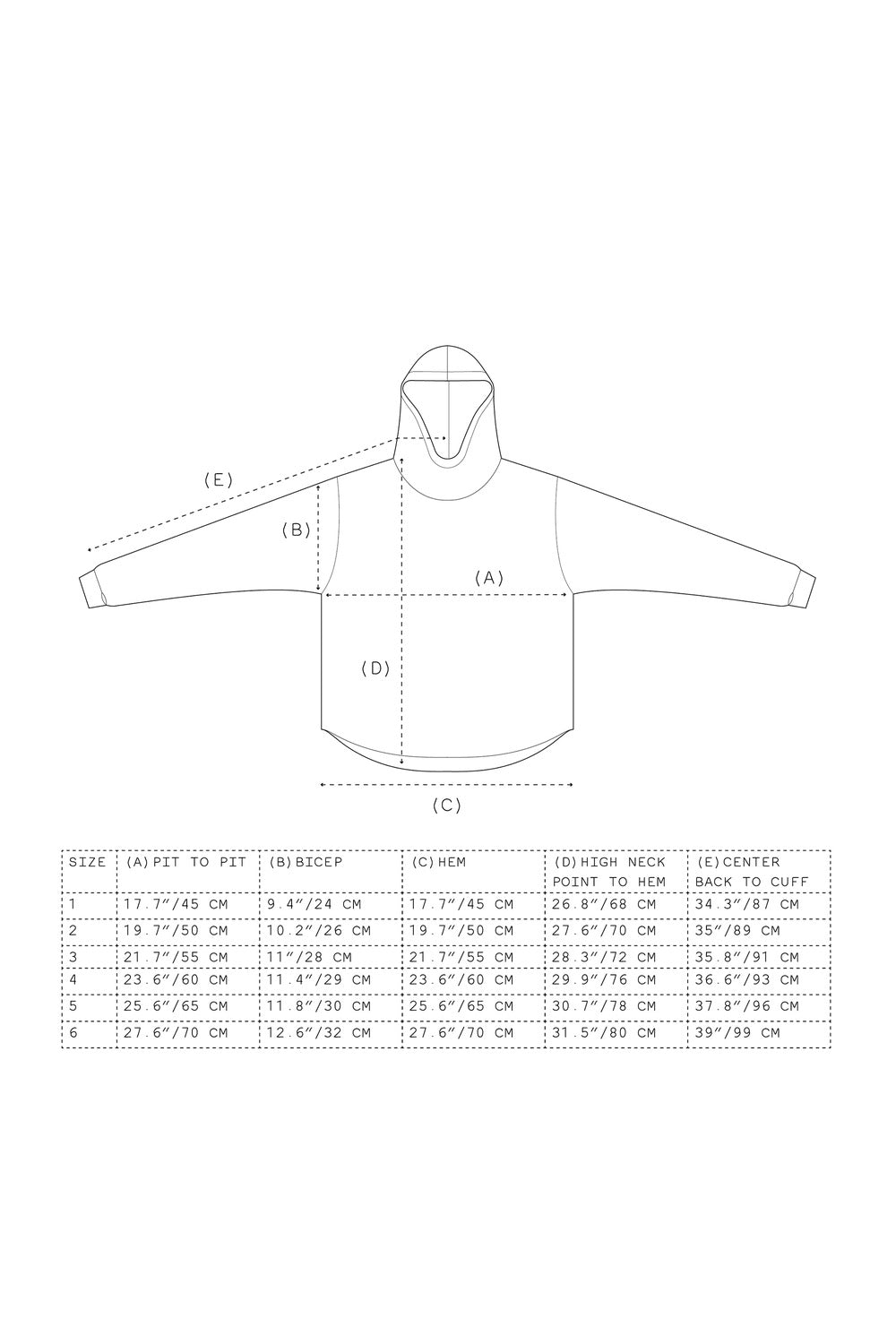 Creeper Hood Merino size guide