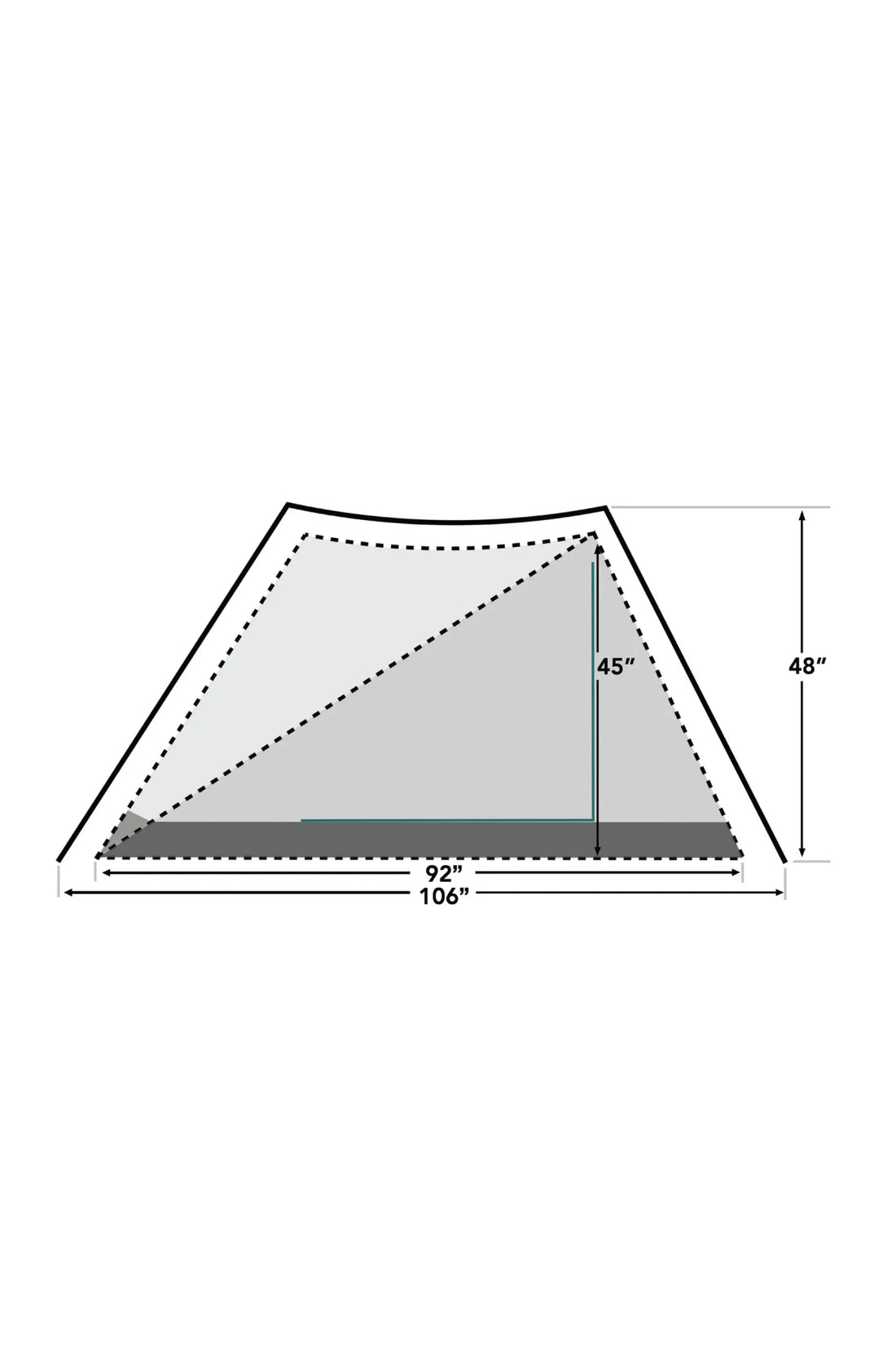 Durston X-Mid 2 Tent dimensions diagram showing height and width.