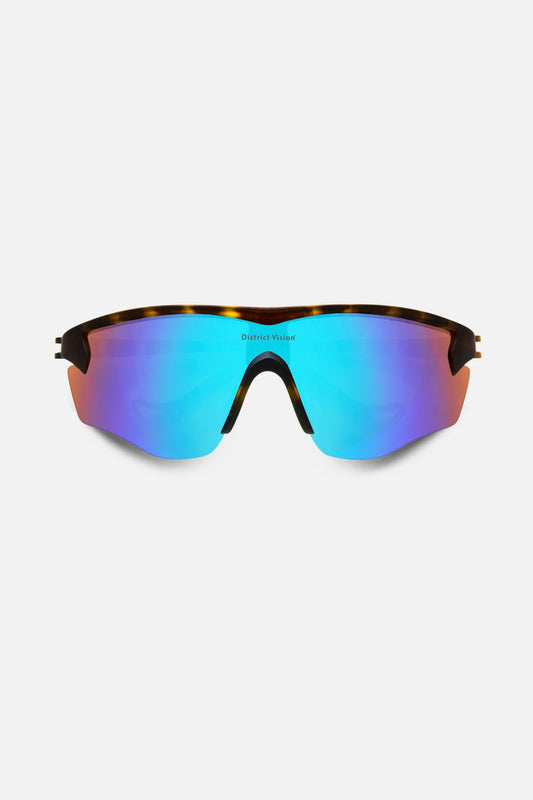 District Vision Junya Racer Sunglasses - Tortoise/D+ Blue Mirror | Coffee Outdoors