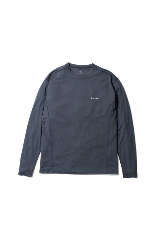 Snow Peak Recycled Polyester Power Dry Long Sleeve T-Shirt  - Navy | Coffee Outdoors