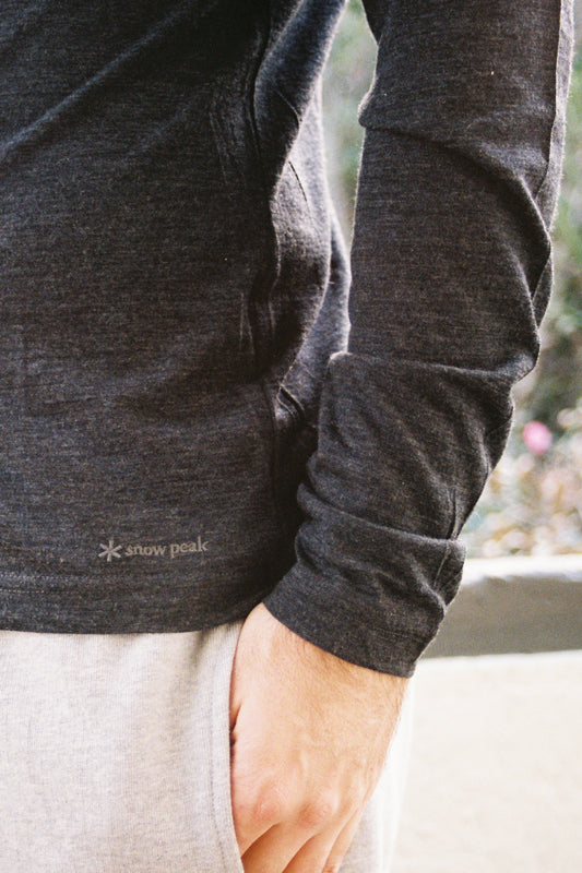 Snow Peak Merino Wool Long Sleeve T-Shirt - Grey