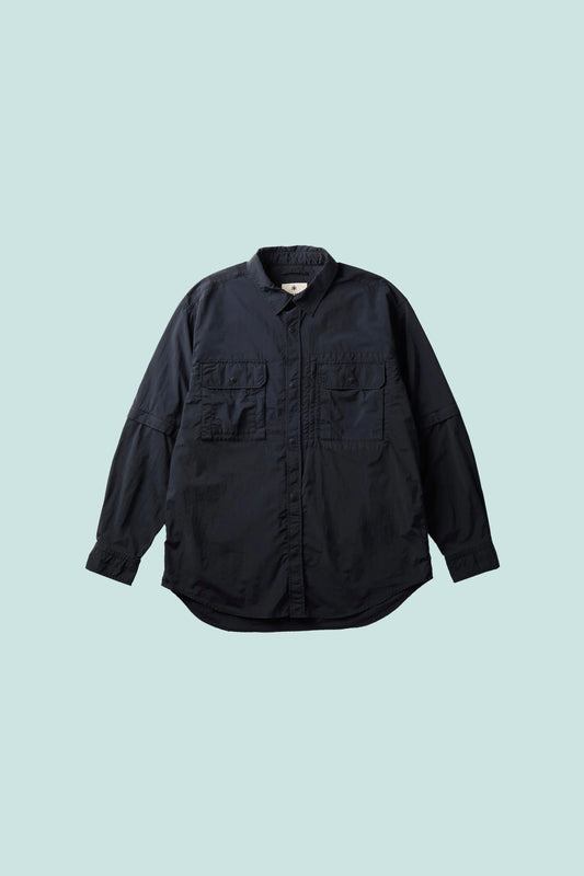 Garment Dyed Convertible Shirt - Black