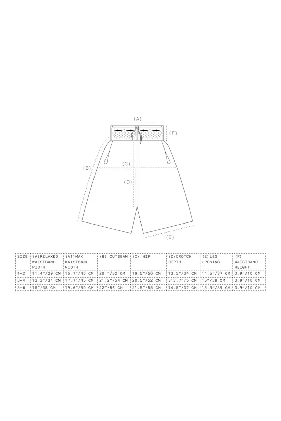 Gnuhr Warp Short Long size chart with measurements and details for a perfect fit.