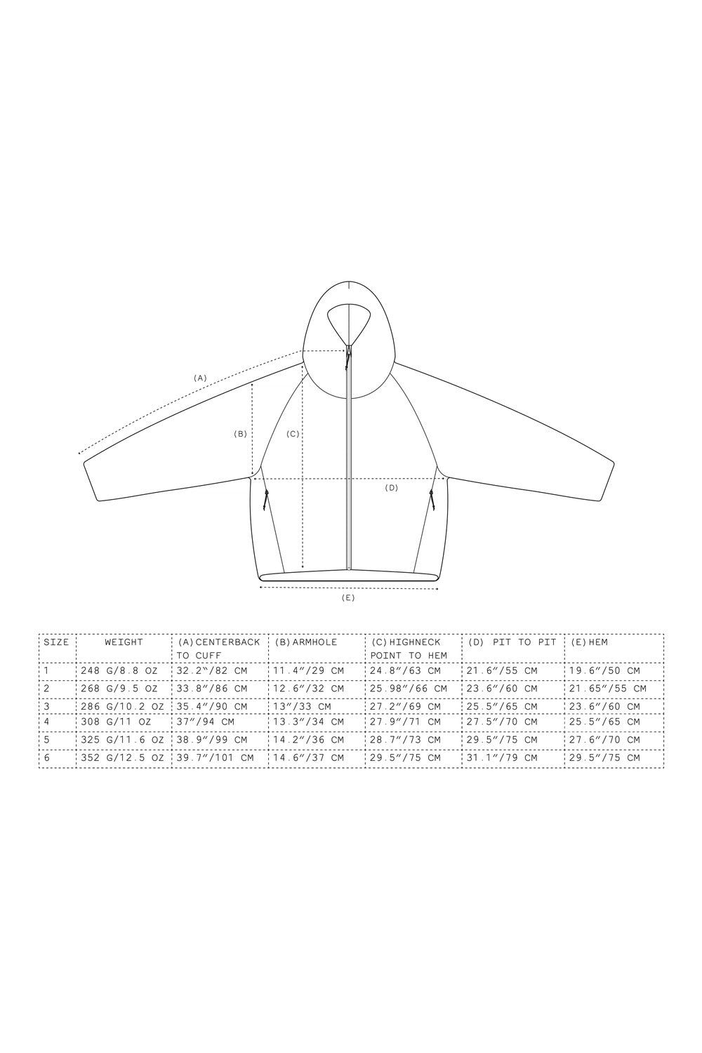 Heatwave Puffer Jacket v1.5 size guide