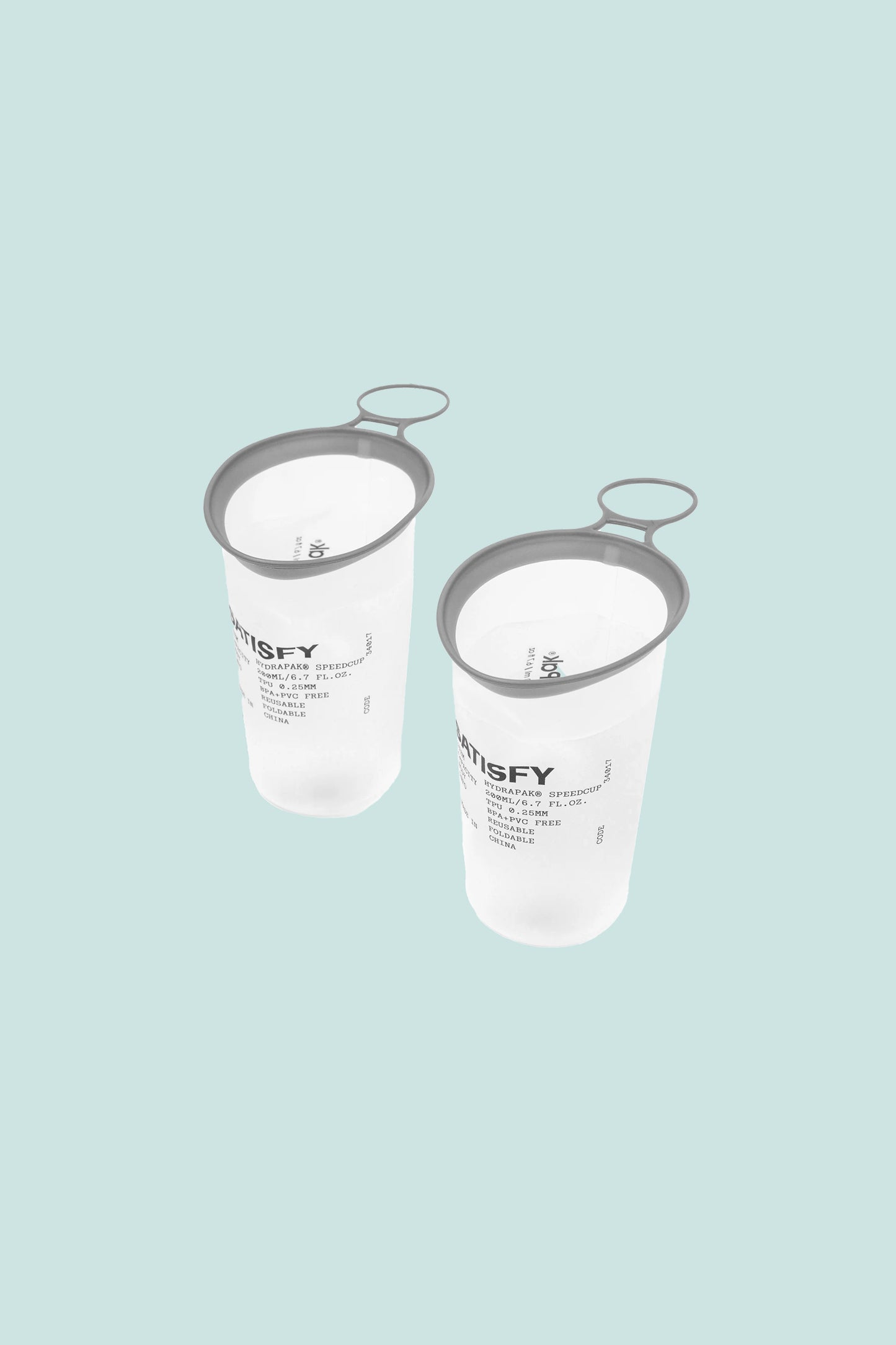 Satisfy HydraPak® SpeedCup™ 2-Pack - lightweight, collapsible, and transparent hydration solution.