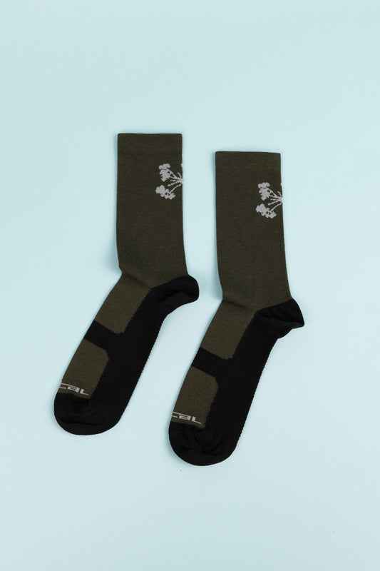 Portal Pattern Active Sock in Dark Olive color, lightweight and breathable for running, hiking, and cycling.