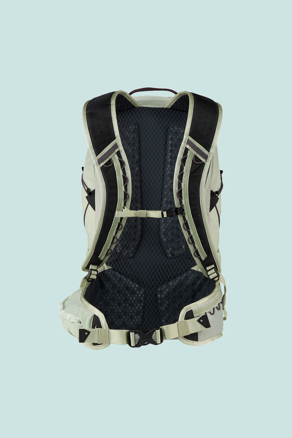 Klattermusen Gilling Backpack 20L in Sea Foam, showing the ergonomic back design and comfortable straps.