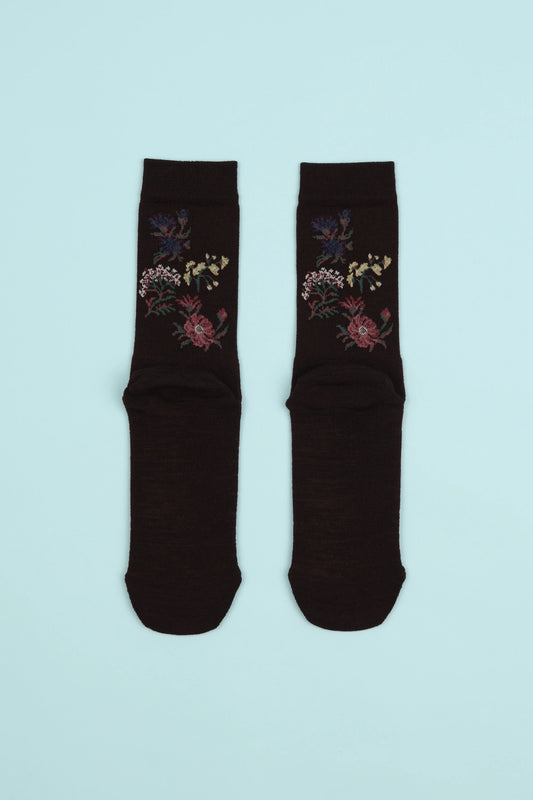 Laceflower Flower Of The Mountain Hiking Socks - Burgundy | Coffee Outdoors