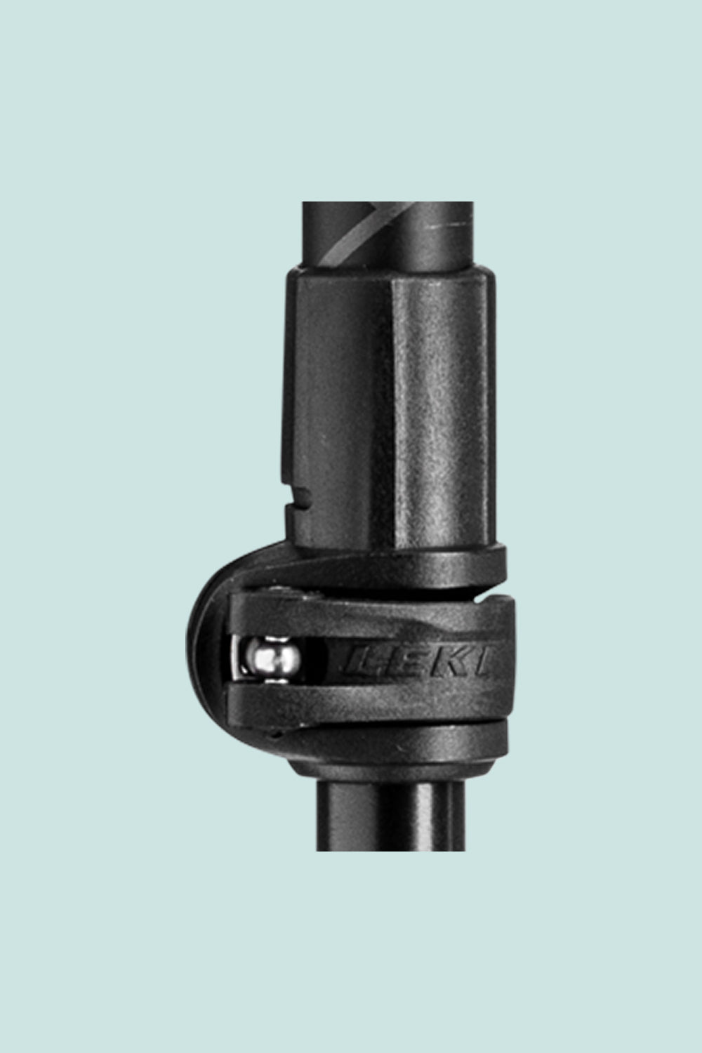 Close-up of the Leki Khumbu Trekking Pole adjustment mechanism, showcasing its durable design and functionality.