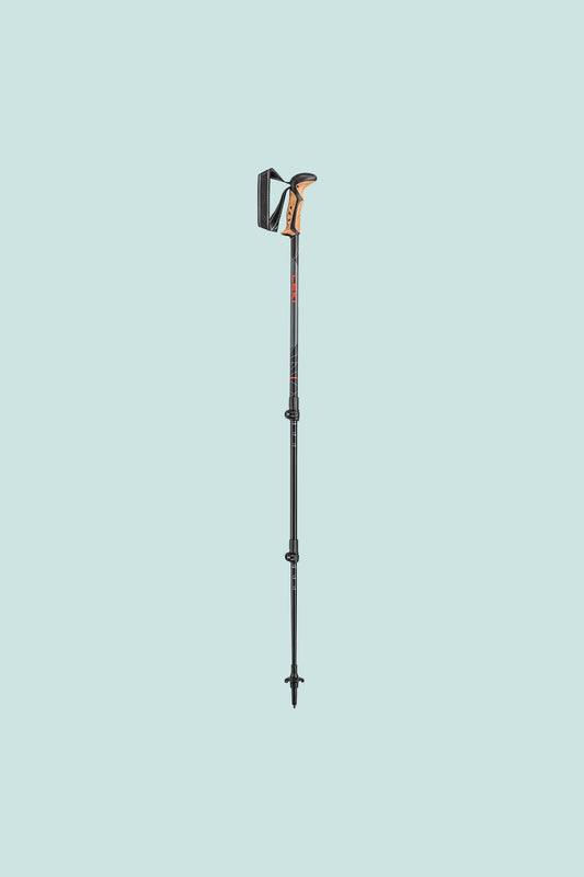 Leki Khumbu trekking pole with adjustable telescopic design, lightweight aluminum, ideal for backcountry adventures.