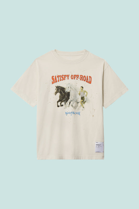 Satisfy MothTech™ T-Shirt in off-white featuring unique ventilation holes and soft organic cotton fabric.