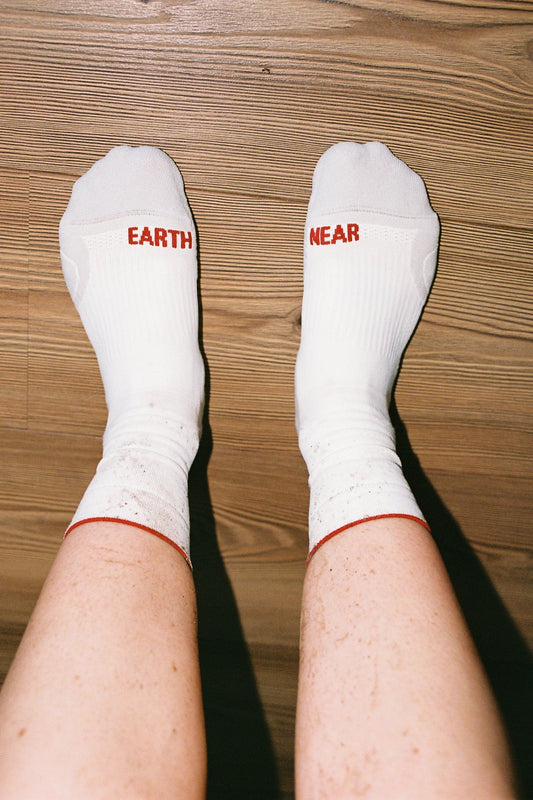 Near Earth Distance Sock Crew - White | Coffee Outdoors