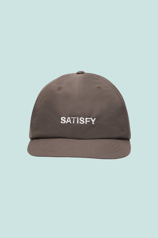 Satisfy PeaceShell™ Running Cap in brown, featuring a stylish design and lightweight, water-repellent fabric.