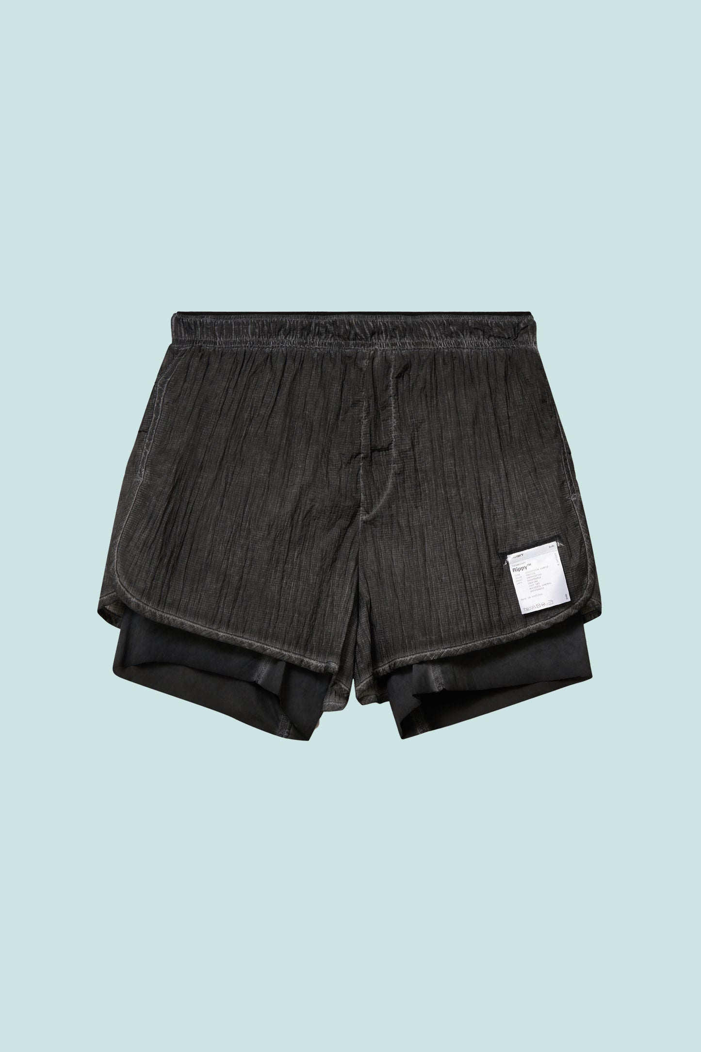 Satisfy Rippy™ 3" Trail Shorts in Aged Black featuring Rippy™ ripstop shell and Justice™ liner.