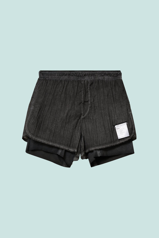 Satisfy Rippy™ 3" Trail Shorts in Aged Black featuring Rippy™ ripstop shell and Justice™ liner.