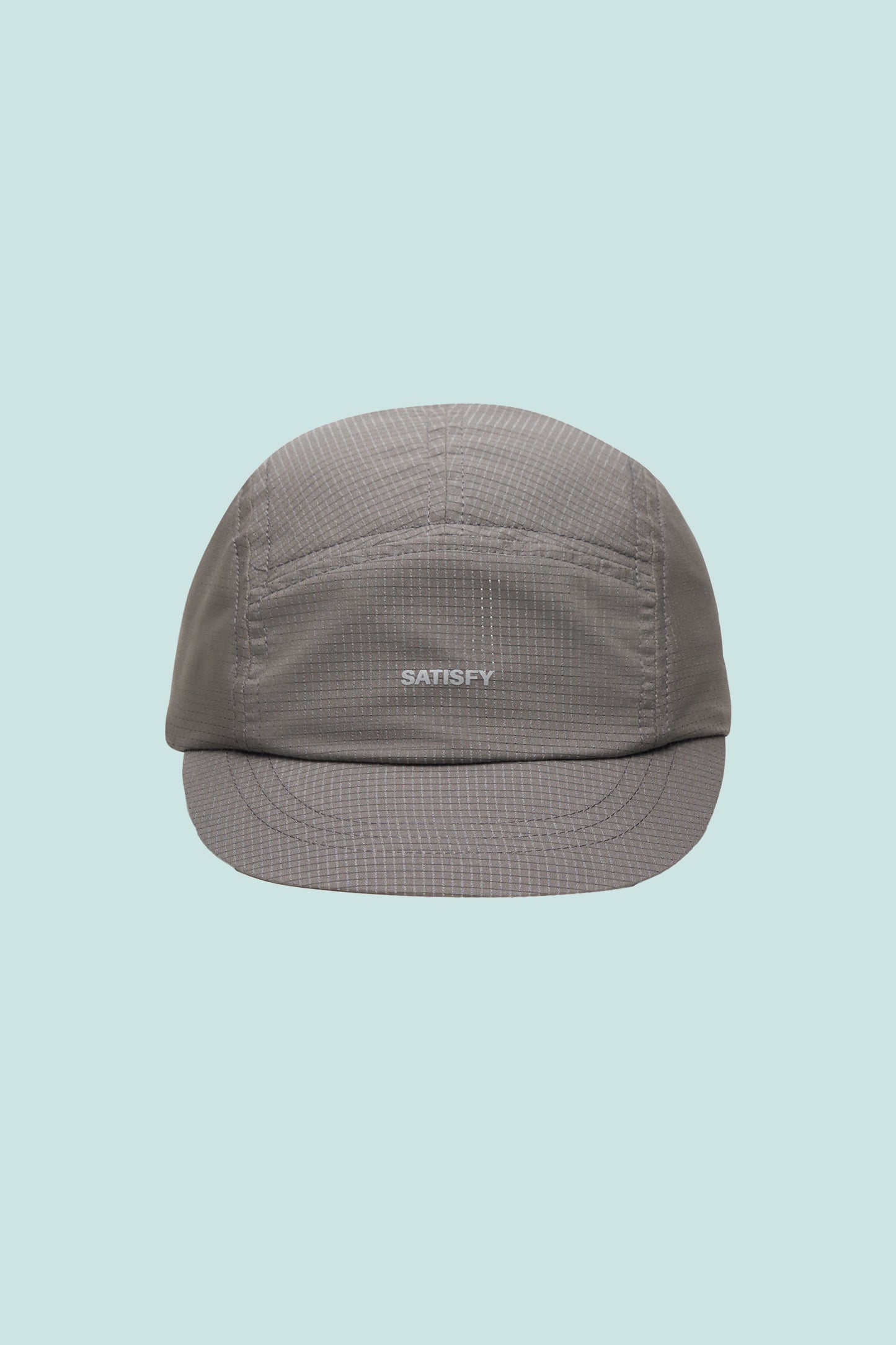 Satisfy Rippy™ Air Trail Cap in gray, lightweight and rip-resistant, perfect for running on trails.